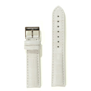 Correa de reloj Hamilton H690323124 / H323510 / H323810 / Cuero Blanco 18mm