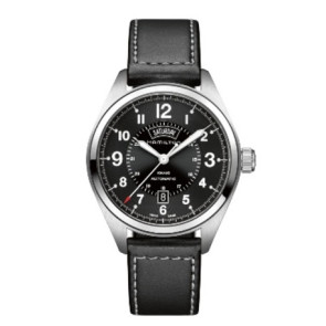 Correa de reloj Hamilton H705050 / H001.70.505.733.01 Cuero Negro 20mm