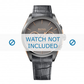 Hugo Boss correa de reloj HB-281-1-34-2890 / HB1513366 Cuero Gris + costura predeterminada