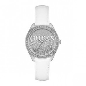 Guess correa de reloj I45000G1 / 45000G1 Cuero Blanco 18mm + costura blanca