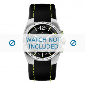 Jacques Lemans correa de reloj 1-1688F Cuero Negro + costura amarilla