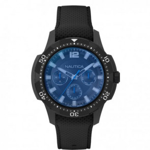 Nautica correa de reloj NAPSDG003 Silicona Negro 22mm + costura negro