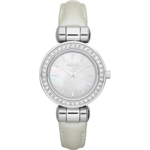 Correa de reloj (Combinación de correa + caja) DKNY NY8564 Cuero Crema blanca