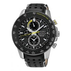 Correa de reloj Seiko V198-0AA0 / SSC361P1 / L0CE011J0 Cuero Negro 21mm