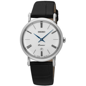 Correa de reloj Seiko Premier / SXB431P1 / 7N89 0AY0 / L0G1011J0 Cuero Negro 16mm
