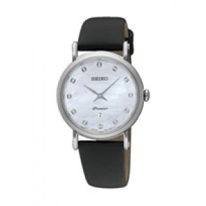 Correa de reloj Seiko 7N89-0AY0 / SXB433P2 / L0GR011J0 Cuero Negro 16mm