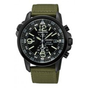 Correa de reloj Seiko V172-0AL0-SSC137PC Cuero/Textil Verde