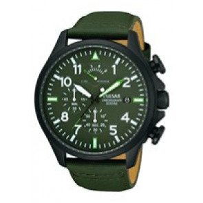 Pulsar correa de reloj VD50-X019-PS6055X1 Cuero Verde 20mm + costura verde