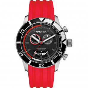 Correa de reloj Nautica A17584G Caucho Rojo 24mm