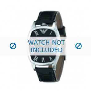 Armani correa de reloj AR-2402 Piel de cocodrilo Negro 19mm 