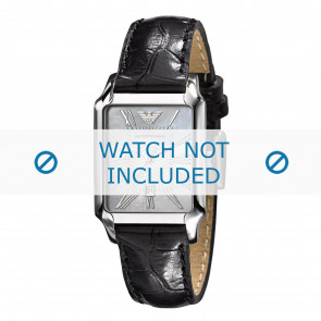 Armani correa de reloj AR0413 Cuero Negro 16mm + costura negro