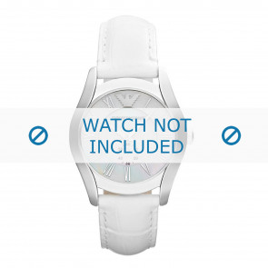 Armani correa de reloj AR1669 Cuero Blanco 18mm + costura blanca