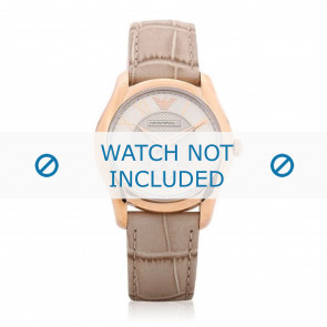 Armani correa de reloj AR1897 Cuero Beige 18mm + costura predeterminada