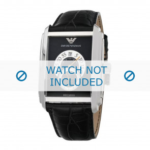 Armani correa de reloj AR4200 Cuero Negro 26mm + costura negro