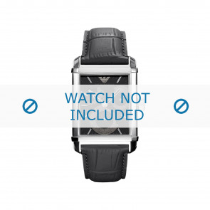 Armani correa de reloj AR4235 Cuero Negro 24mm + costura negro