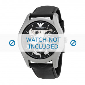Armani correa de reloj AR4673 Cuero Negro 22mm + costura negro