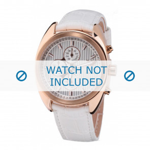 Armani correa de reloj AR5956 Cuero Blanco 22mm + costura blanca