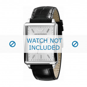 Armani correa de reloj AR8009 Cuero Negro 22mm + costura negro