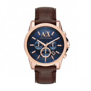 Armani Exchange correa de reloj AX2508 Cuero Marrón oscuro 22mm + costura marrón