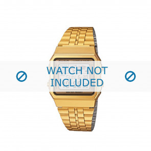 Casio correa de reloj A500WEGA-9EF / A500WEGA-9 Acero Dorado 18mm