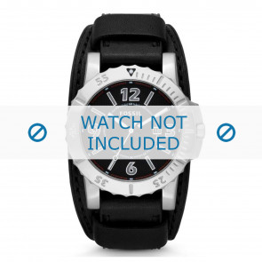 Fossil correa de reloj BQ1018 Cuero Negro + costura negro