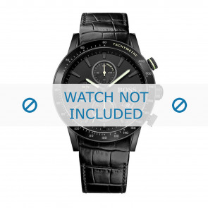 Hugo Boss correa de reloj HB-284-1-96-2910-HB1513389 Piel de cocodrilo Negro + costura negro