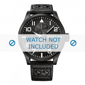 Hugo Boss correa de reloj HB-88-1-34-2733 / HB1513083 Cuero Negro 24mm + costura negro