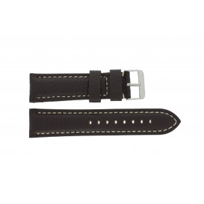 Correa de reloj I038 XL Cuero Marrón oscuro 24mm + costura blanca
