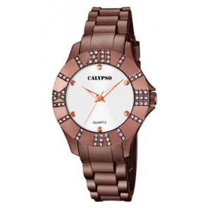 Correa de reloj Calypso K5649-D / K5649-E Caucho Marrón