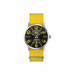 Lacoste correa de reloj 2010513 / LC-44-1-14-2213 Nylon / perlón Amarillo 24mm + costura amarilla