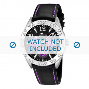 Lotus correa de reloj L15681-4 Cuero Negro 21mm + costura violeta