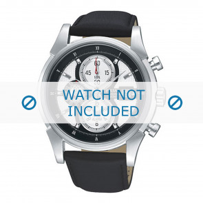 Pulsar correa de reloj PF3939X1 / YM62 X227 / YM62 X228 Cuero Negro 22mm + costura negro