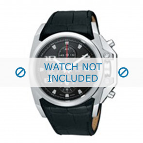 Pulsar correa de reloj YM62-X205-PF3841X1 Cuero Negro + costura negro