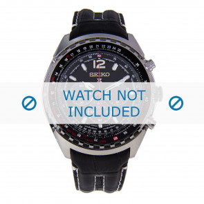 Correa de reloj Seiko V175-0CK0 / SSC289P9 / SSC261P2 / L0CH011J0 Cuero Negro 24mm