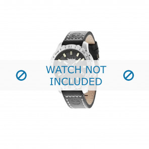 Timberland correa de reloj 14647JS-02 Cuero Negro 22mm + costura blanca